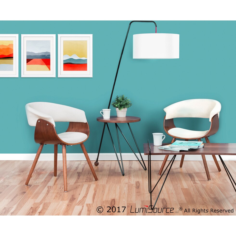 bateman walnut white floor lamp   