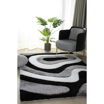 bayou black white gray area rug  x    