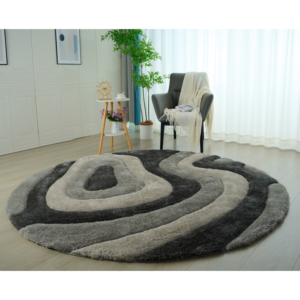 bayou gray area rug  round   