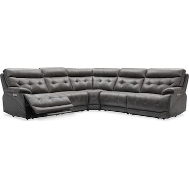 Beckett 5-Piece Dual-Power Reclining Sectional with 3 Reclining Seats - Charcoal