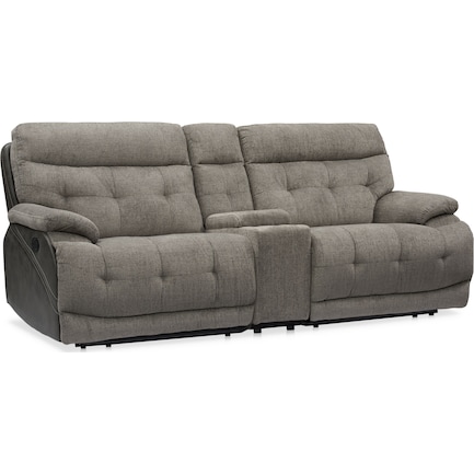 Beckett 3-Piece Manual Reclining Sofa with Console - Gray