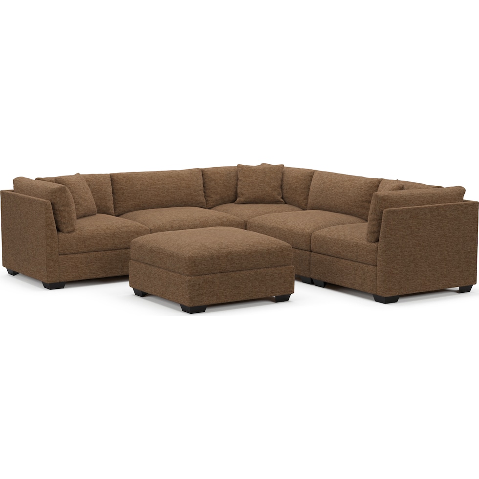 beckham dark brown sectional   