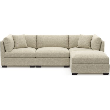 Beckham Foam Comfort 3-Piece Sectional and Ottoman - Bloke Cotton