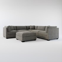 beckham gray  pc sectional and ottoman   