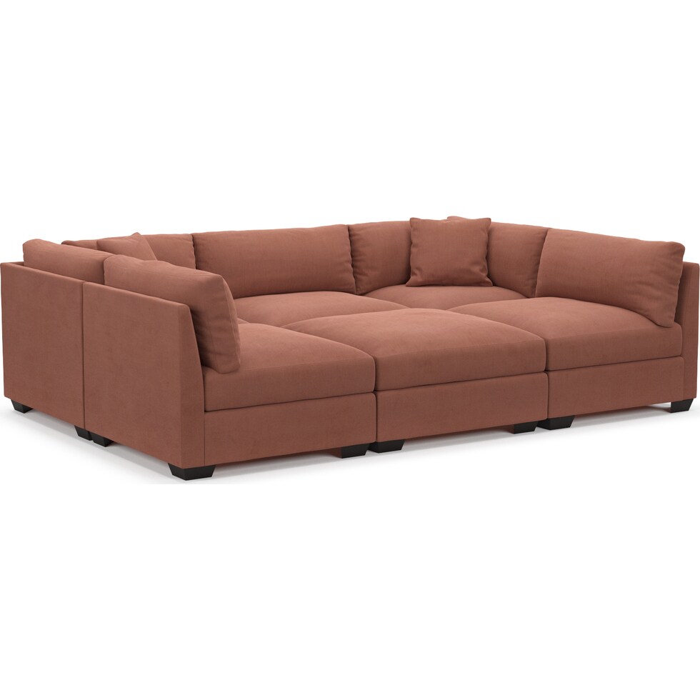 beckham pink sectional   