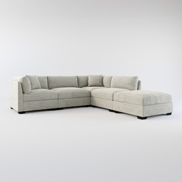 Beckham Foam Comfort 4-Piece Sectional with Ottoman - Pandora Pepper
