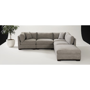 Beckham Foam Comfort 4-Piece Sectional and Ottoman - Pandora Pepper