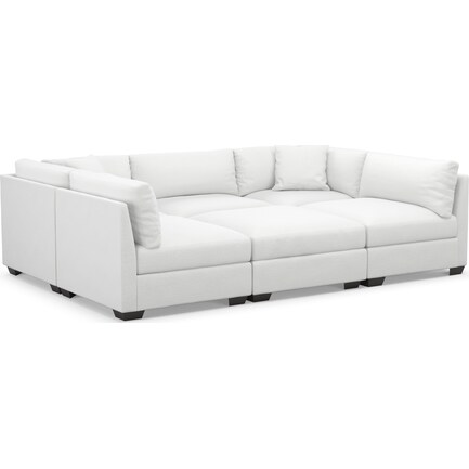 Beckham Foam Comfort 6-Piece Pit Sectional - Lovie Chalk