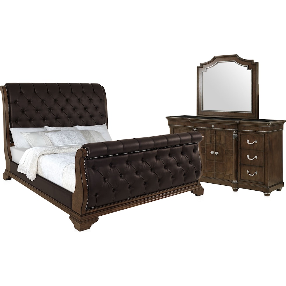 belmont dark brown  pc queen bedroom   