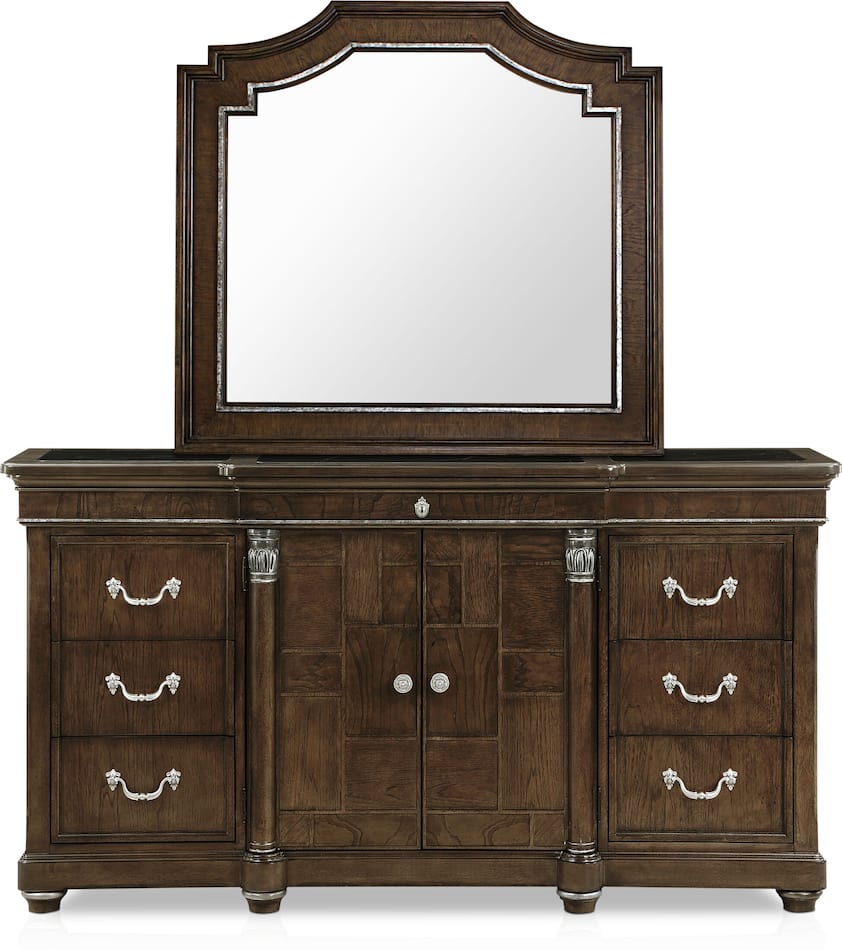 Belmont 6Piece King Bedroom Set with Nightstand, Dresser and Mirror