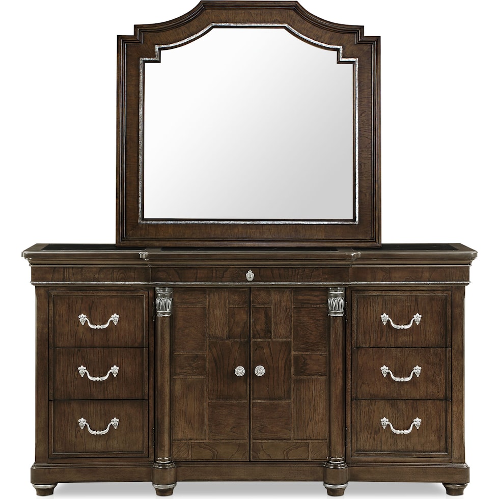 belmont dark brown dresser & mirror   