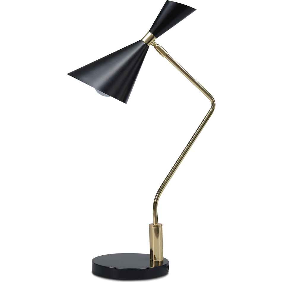bent neck black table lamp   