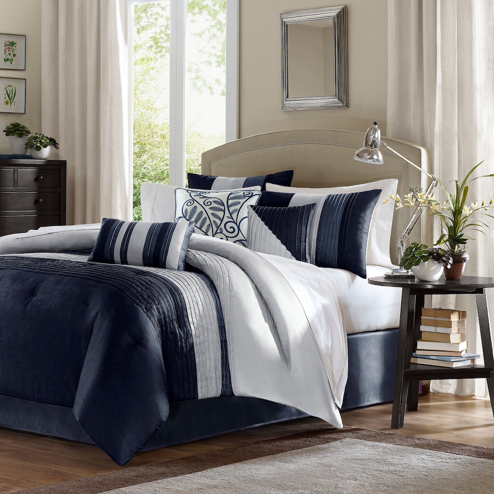 bentley blue full queen bedding set   