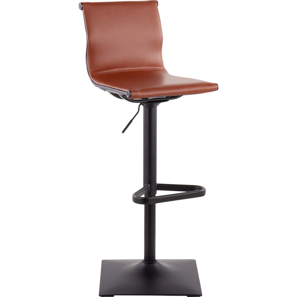 Bergen Adjustable Faux Leather Swivel Barstool Black/Camel Value City Furniture