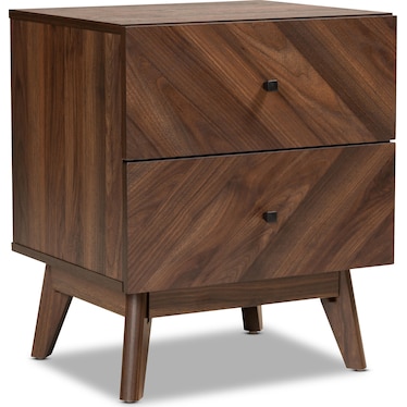 Betania 2 Drawer Nightstand - Walnut Brown