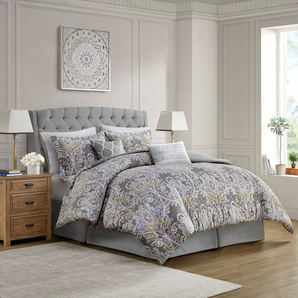 bethany gray queen bedding set   