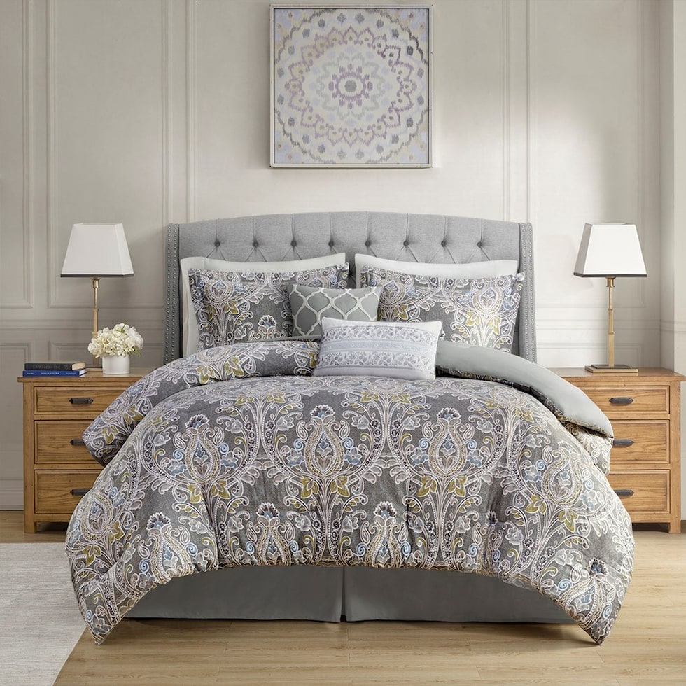 bethany gray queen bedding set   