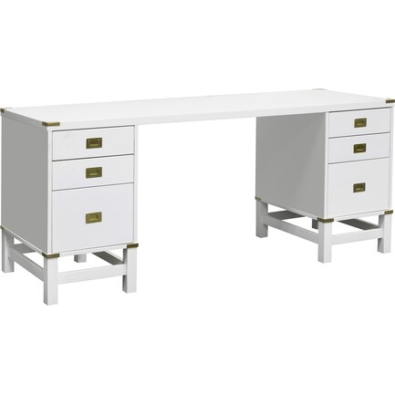 Betta Glam Desk with 2 File Cabinets - White