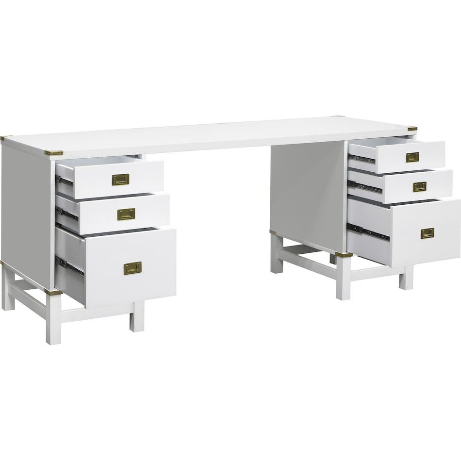 Betta Glam Desk with 2 File White Value City Furniture