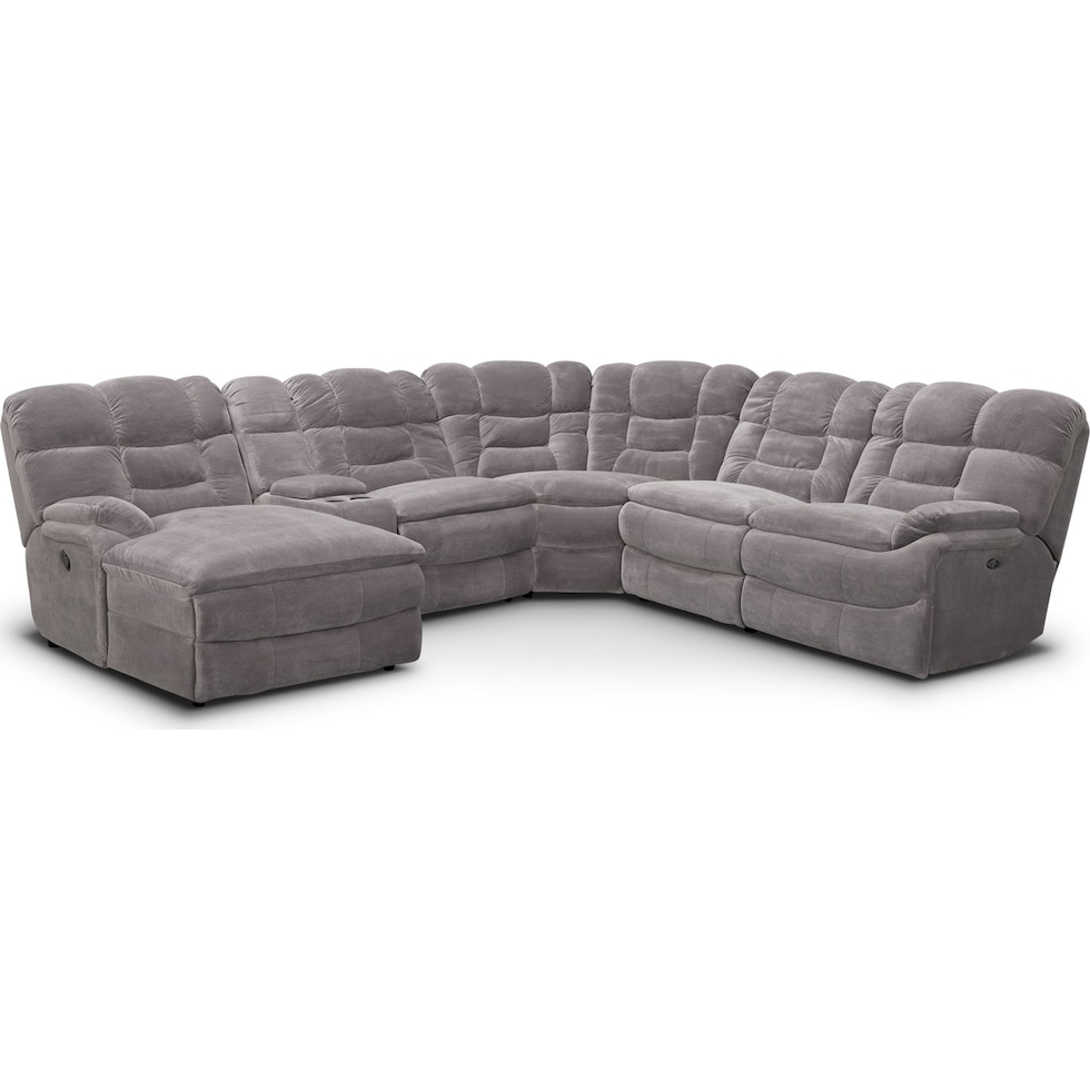 big softie ii gray power reclining sectional   