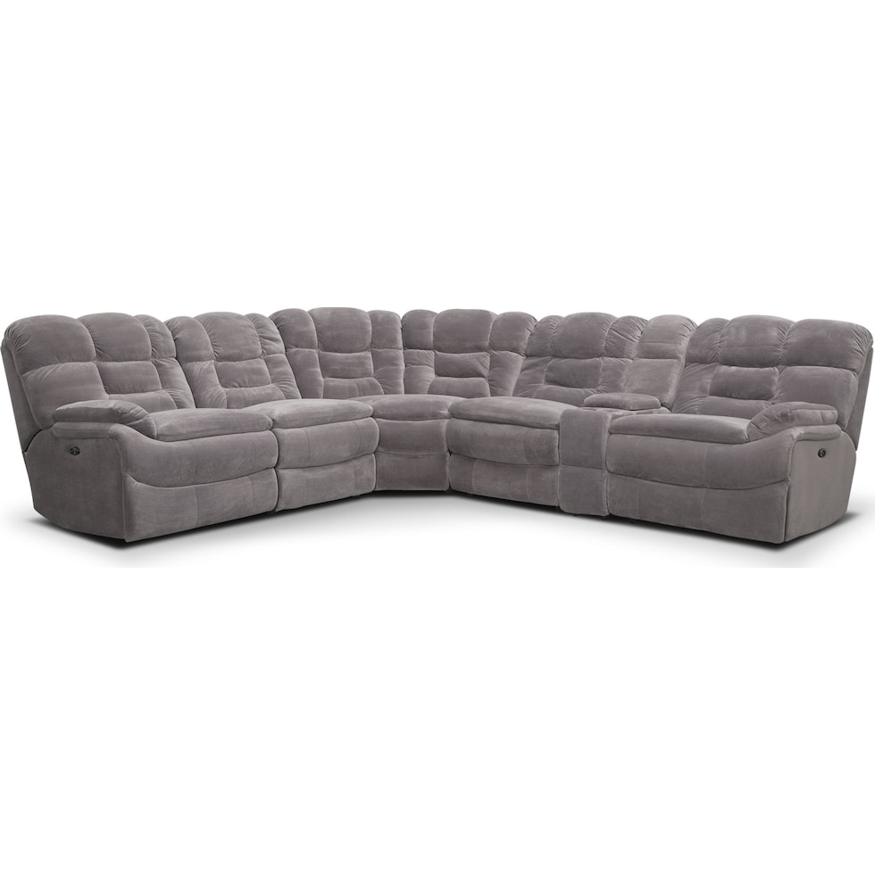 big softie ii gray power reclining sectional   