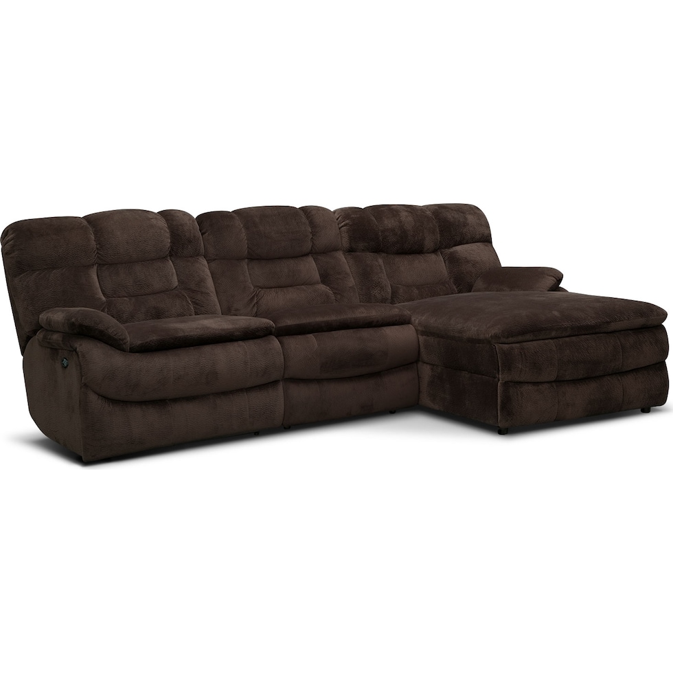 big softie dark brown  pc power reclining sectional   