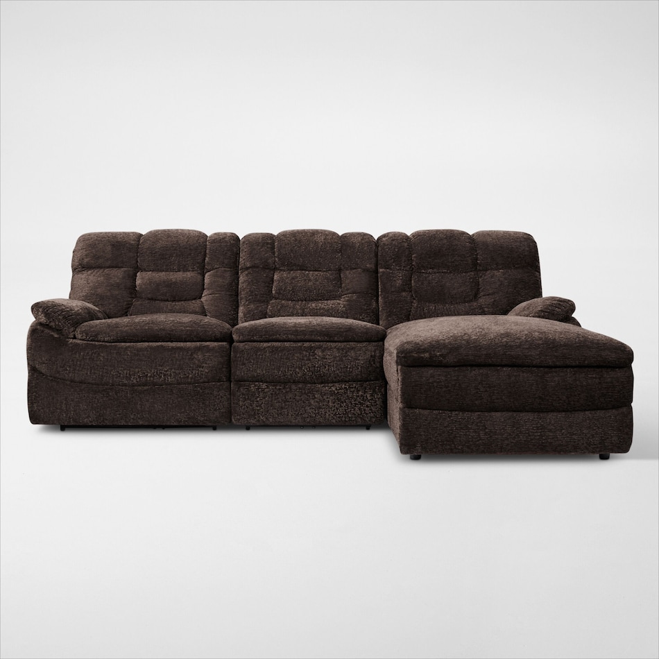 big softie dark brown  pc power reclining sectional   