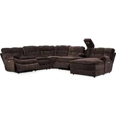 Big Softie 6-Piece Dual-Power Reclining Sectional w/ Chaise & 2 Reclining Seats