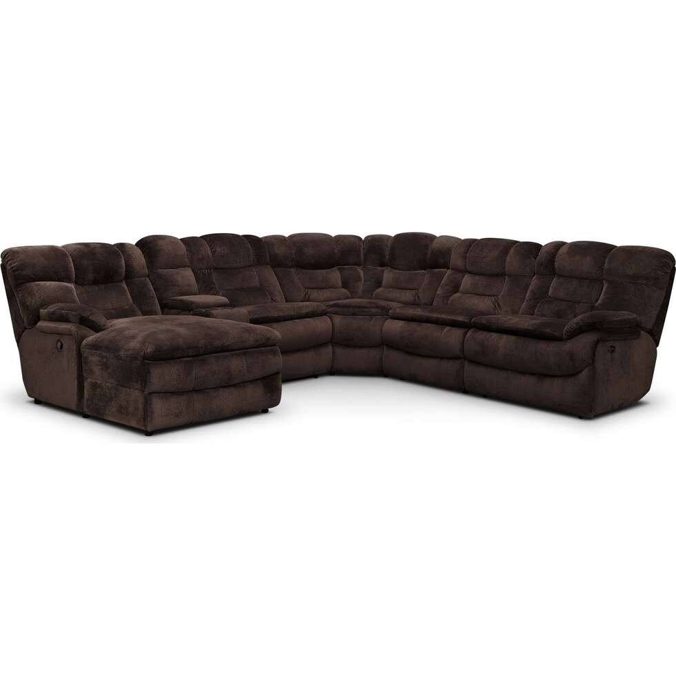 big softie dark brown power reclining sectional   