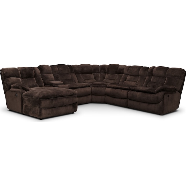 Living Room Furniture - Big Softie 6-Piece Power Reclining Sectional with Chaise and 2 Reclining Seats
