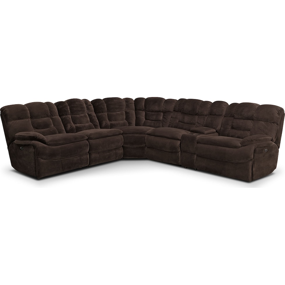 big softie dark brown power reclining sectional   