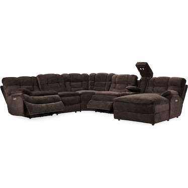 Big Softie 6-Piece Dual-Power Reclining Sectional with Right-Facing Chaise & 2 Reclining Seats - Cho