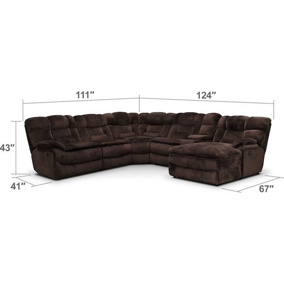 Living Room Furniture - Big Softie 6-Piece Power Reclining Sectional with Chaise and 2 Reclining Seats
