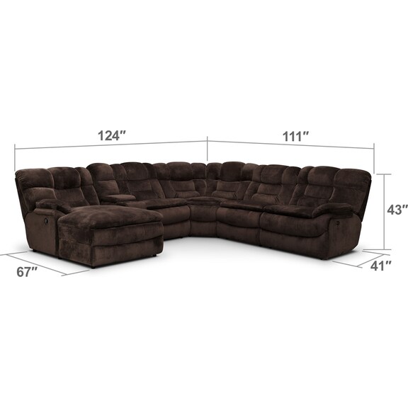 Living Room Furniture - Big Softie 6-Piece Power Reclining Sectional with Chaise and 2 Reclining Seats