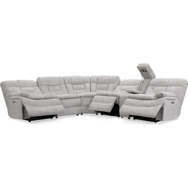 Big Softie 6-Piece Dual-Power Reclining Sectional with 3 Reclining Seats - Light Gray