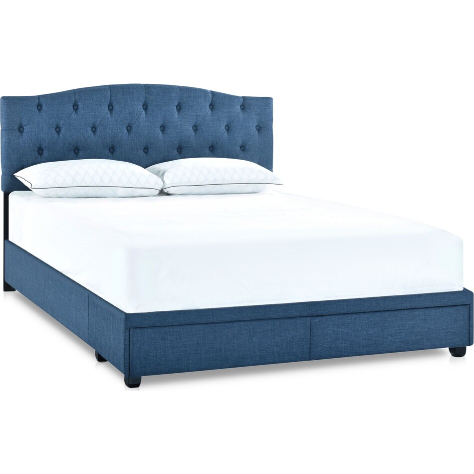 billie blue queen storage bed   
