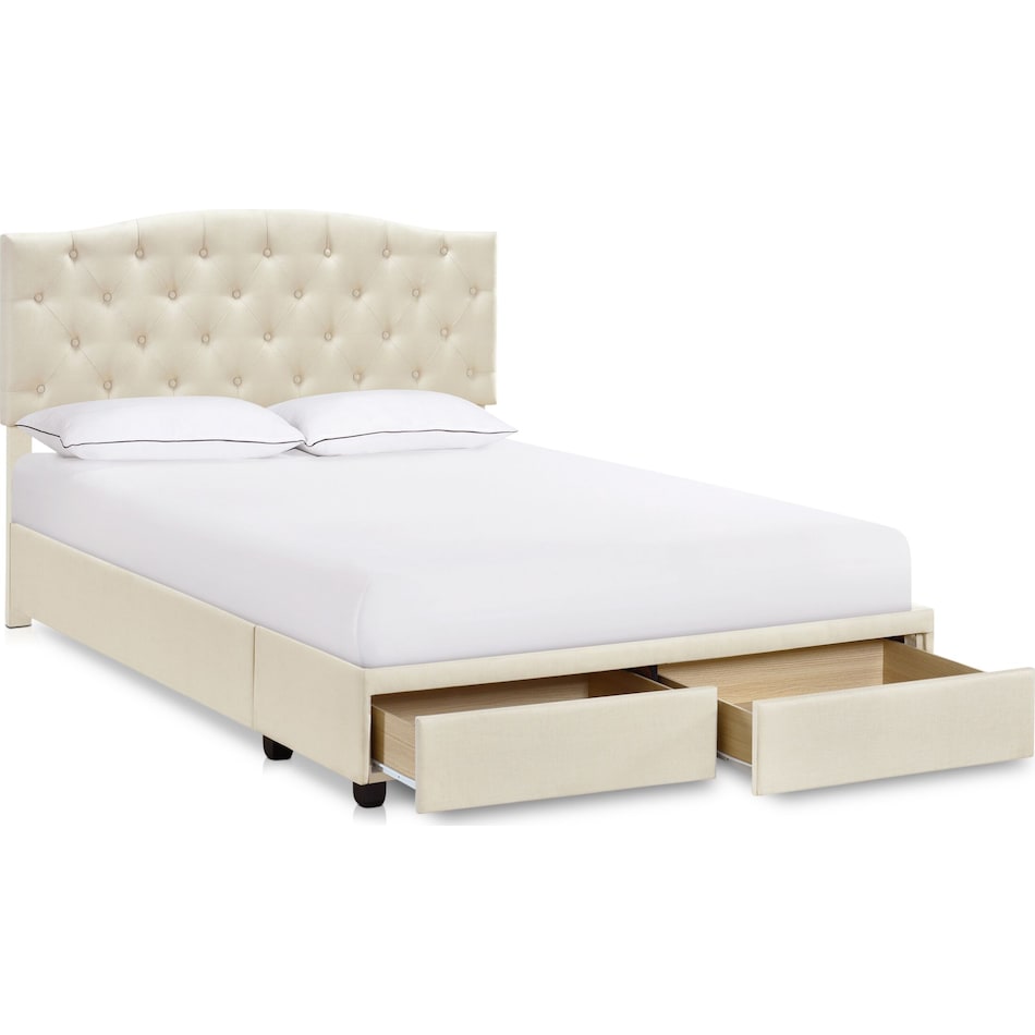 billie white queen storage bed   
