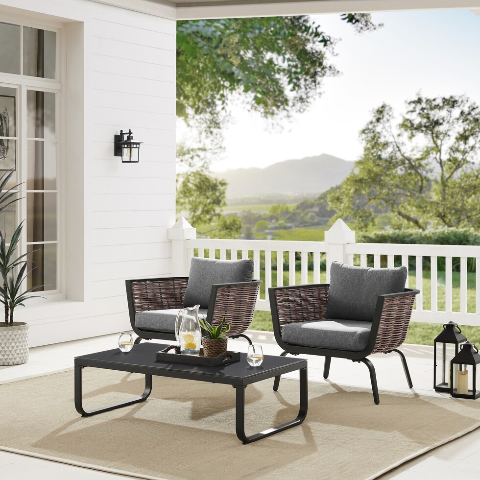 biloxi black outdoor chair set   