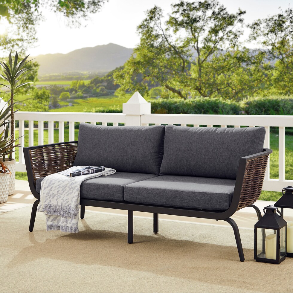 biloxi black outdoor loveseat   