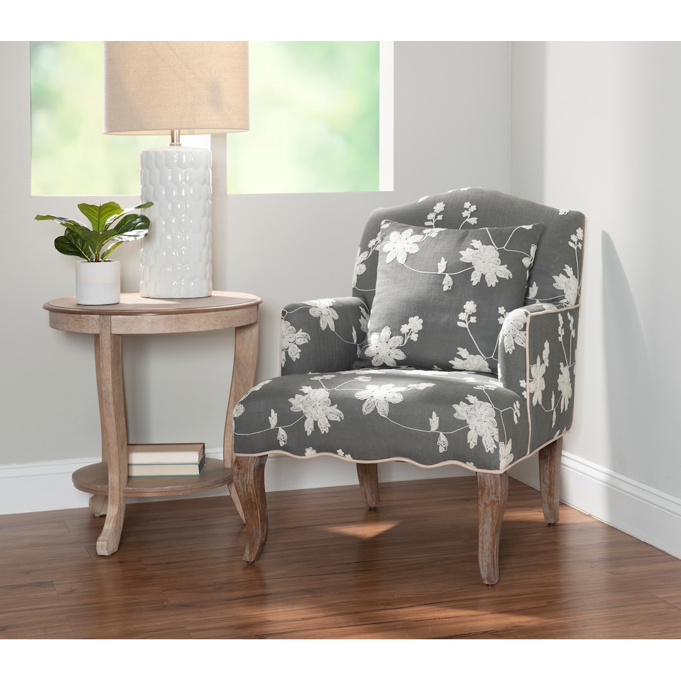 bina gray and white accent chair   