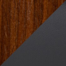black vegan leather light walnut swatch  