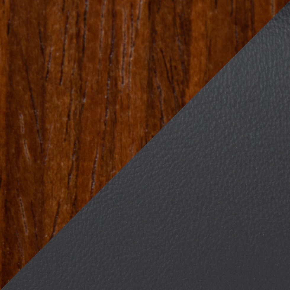 black vegan leather light walnut swatch  