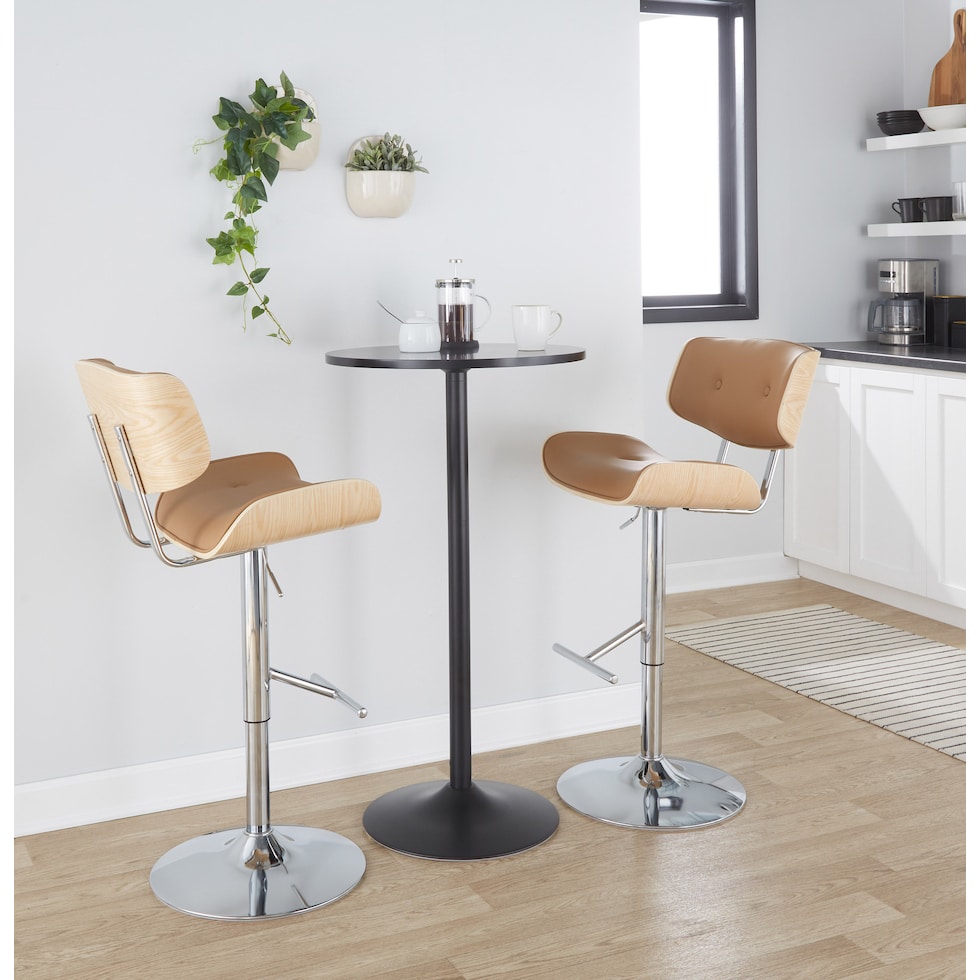 blakely brown chrome bar stool   