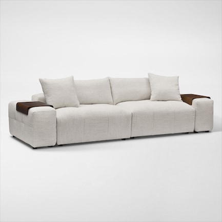 Bliss 4-Piece Sofa and 2 Floating Armrests with Tray Tables - Ivory