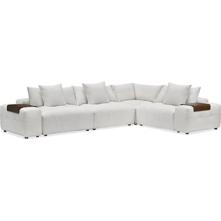 Bliss 6-Piece Sectional and 2 Floating Armrests with Tray Tables - Ivory