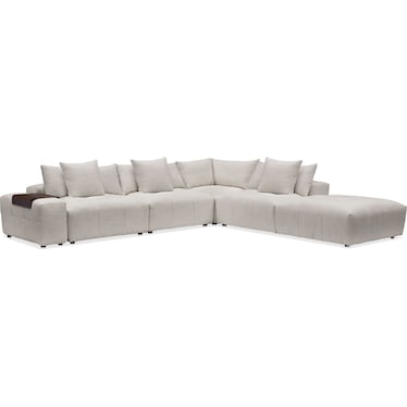Bliss 6-Piece Sectional, Floating Armrest with Tray Table and Ottoman Set
