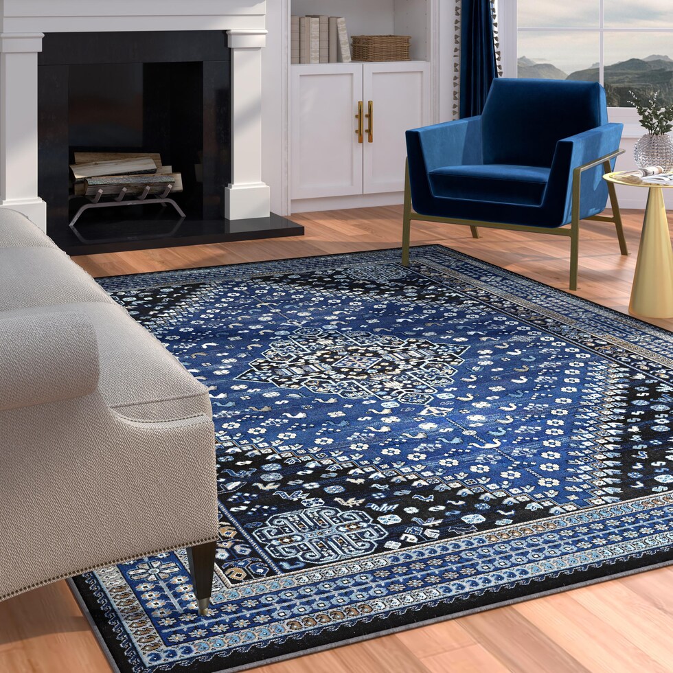 blue and brown rug   