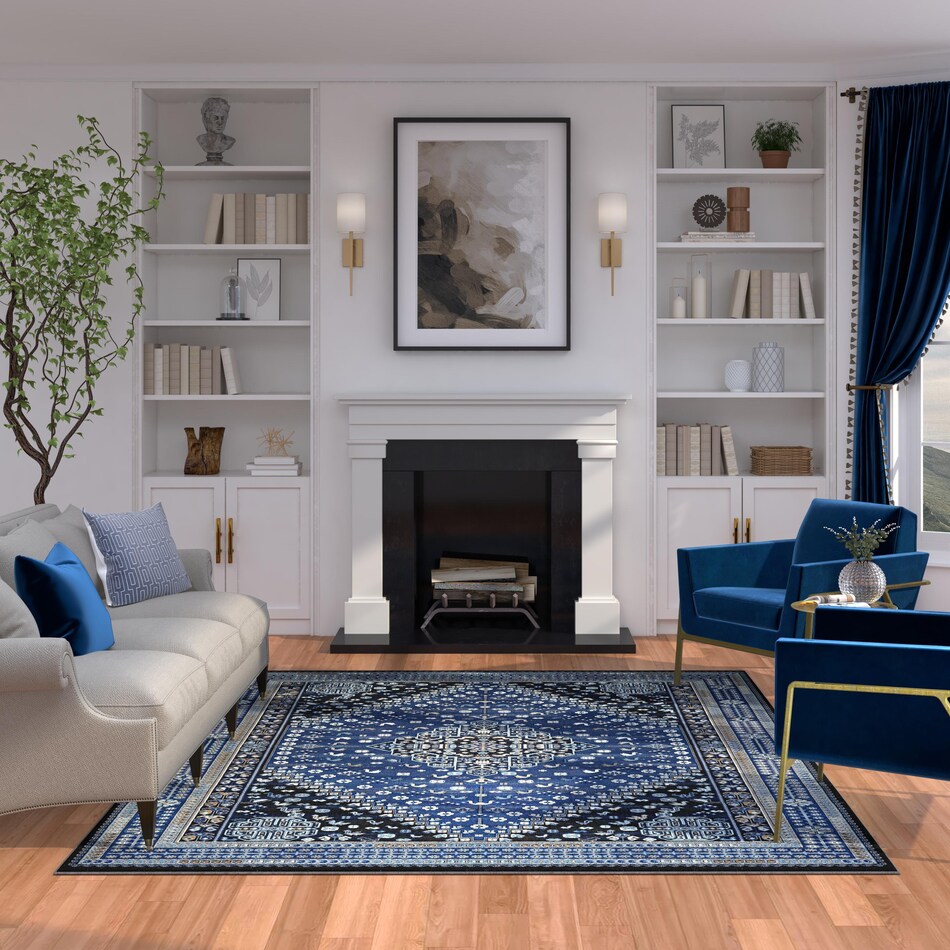 blue and brown rug   