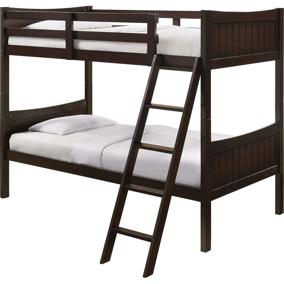 bobby dark brown twin over twin bunk bed   