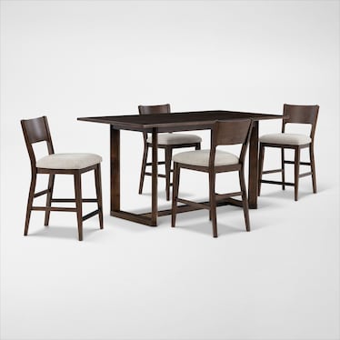Boca Solid Wood Counter-Height Dining Table and 4 Stools